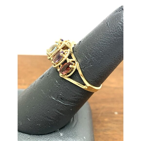 10k Yellow Gold Multi Color Gemstone Cubic Zirconia Estate Women's Size 6.75 - Picture 8 of 14